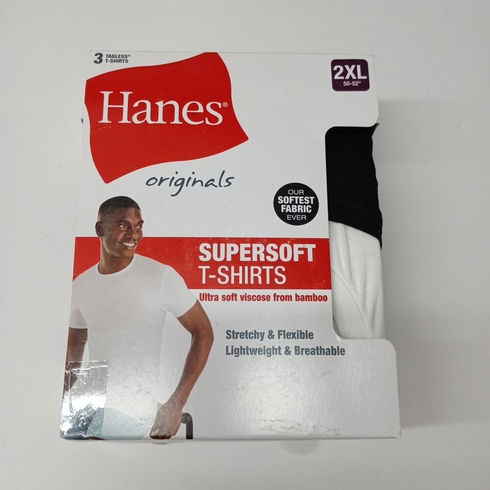 Hanes 3 Pack Supersoft Tagless T-shirt Mens Size 2XL (50-52)